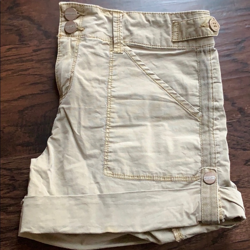 Khaki colored sanctuary roll shorts